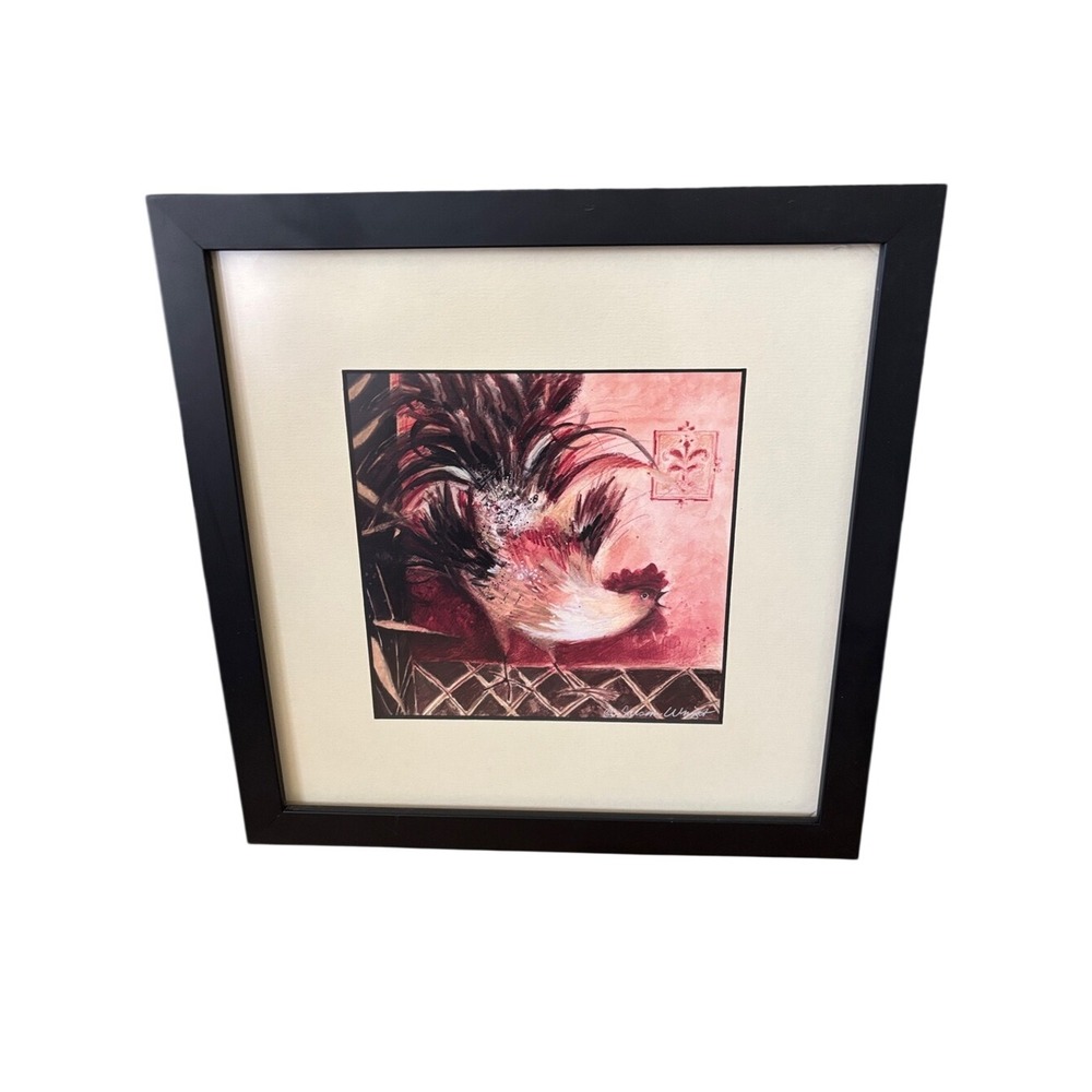 Susan Wingett Le Rooster French Country Art Print Vintage Framed 11" GIFT EUC